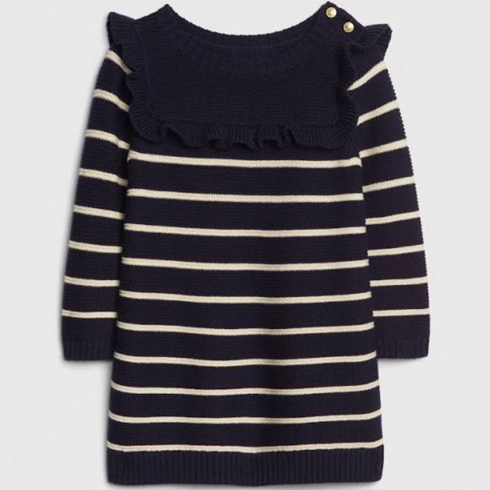 GAP • Stripe Ruffle Sweater Dress